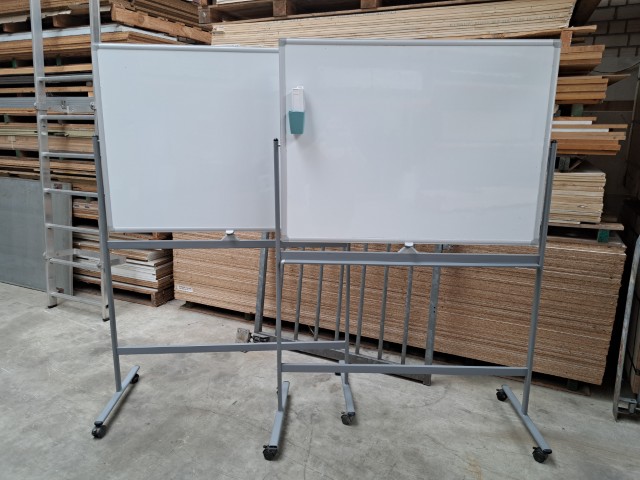 Verrijdbaar whiteboard dubbelzijdig magnetische (120x90 cm)