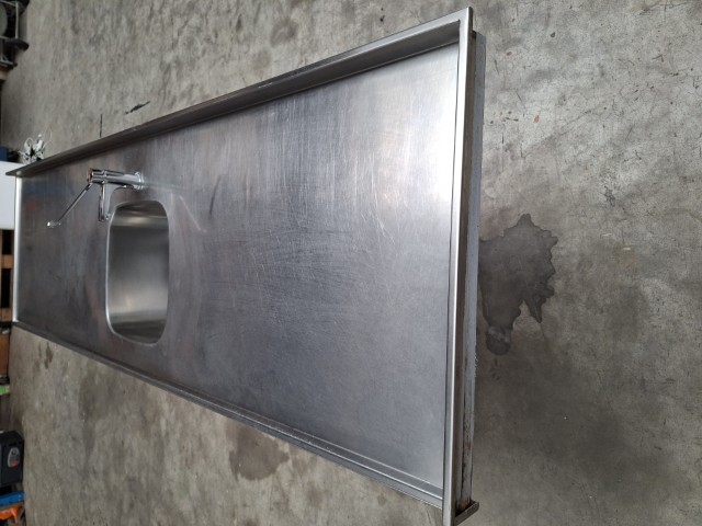 RVS spoeltafel met spoelbak (235x70 cm) nr.1 - Afbeelding 7